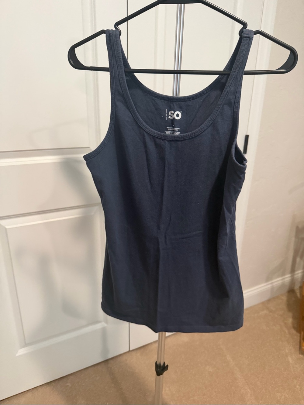 SO Navy Scoop Neck Ribbed Tank Top